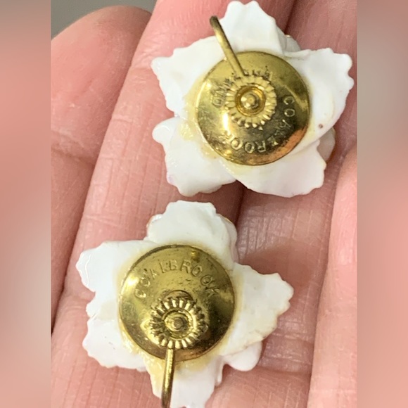 Signed Coalbrook china Flower Brooch Earrings  MADE IN ENGLAND - Picture 8 of 10